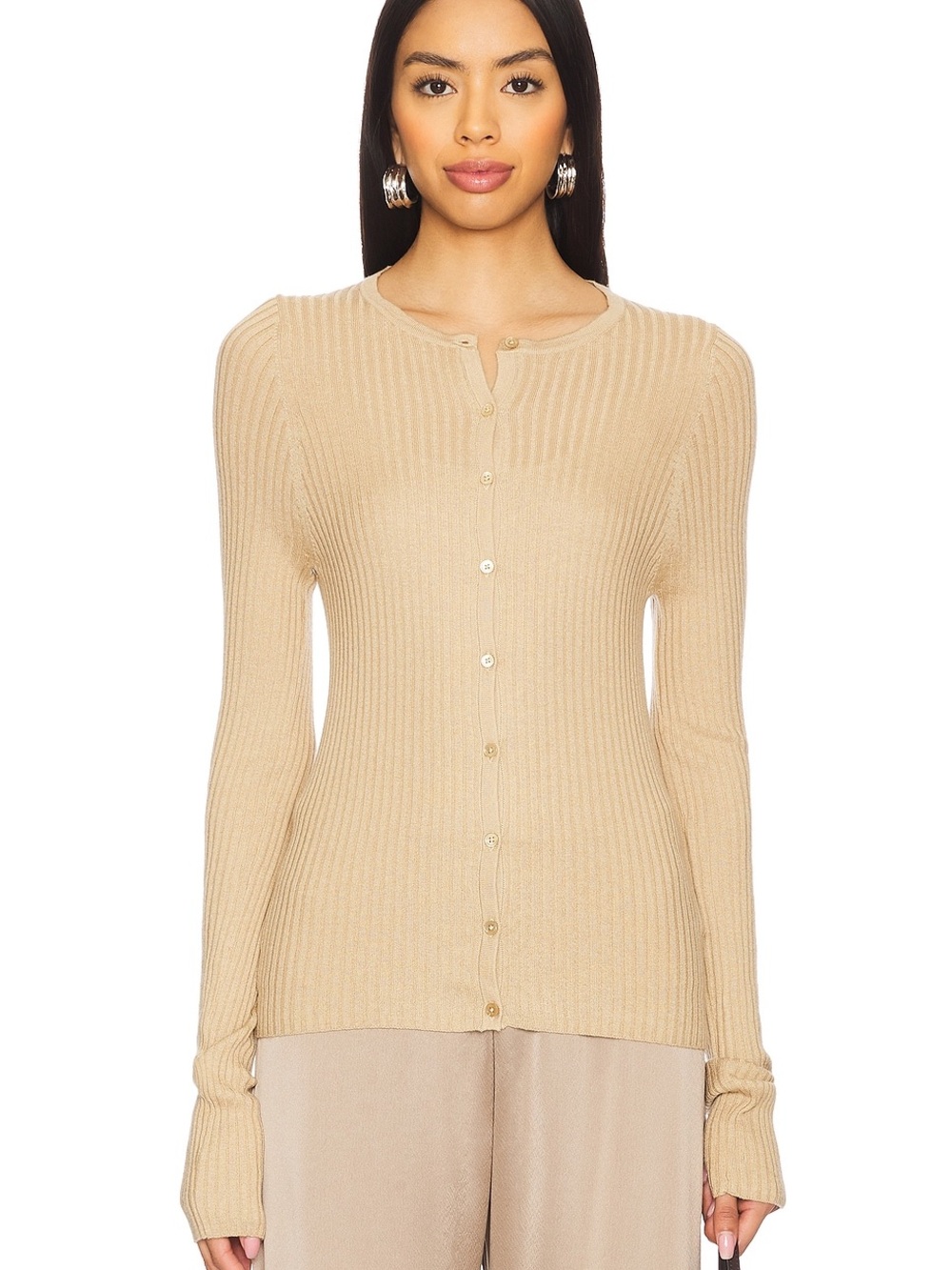 CLYQUE Marianna Cardigan in Latte